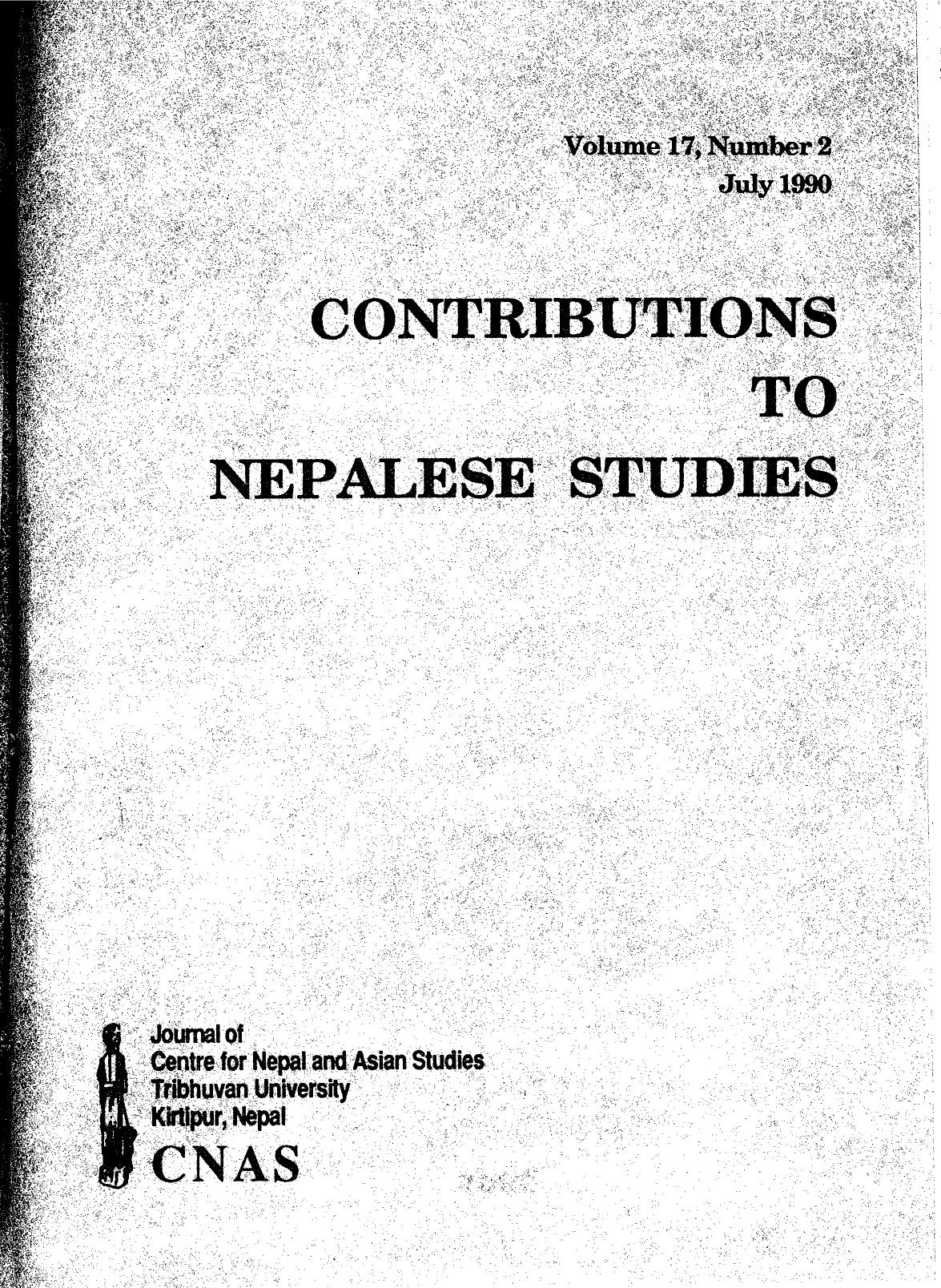 Contributions To Nepalese Studies :Volume17-02
